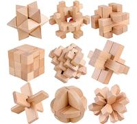 Holzsammlung 9 Piezas De Rompecabezas De Madera, IQ Juguete Educativo Rompecabezas 3D Entrelazados Juego De Desenredo para NiñOs y Adultos # A