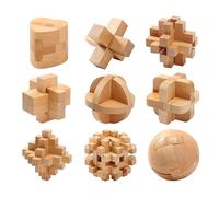 Holzsammlung 9 Piezas De Rompecabezas De Madera, IQ Juguete Educativo Rompecabezas 3D Entrelazados Juego De Desenredo para NiñOs y Adultos # D
