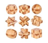 Holzsammlung 9 Piezas Rompecabezas de Madera, 3D IQ Juegos de Ingenio, Rompecabezas Madera Mini Puzzle Bloqueo Juguetes Educativos Regalo para Niños Adultos Adolescentes, 4.5cm