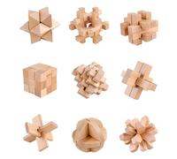 Holzsammlung 9 Piezas Rompecabezas de Madera, 3D IQ Juegos de Ingenio, Rompecabezas Madera Puzzle Bloqueo Juguetes Educativos Regalo para Niños Adultos Adolescentes, 7cm