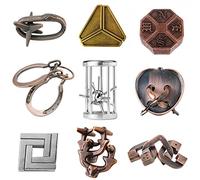 Holzsammlung 9 Piezas Rompecabezas de Metal,Juegos De Ingenio,Expande Imaginación y Creatividad Espacial,Set De Puzzles Inteligentes para Adultos y niños Juguetes