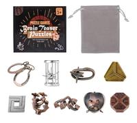 Holzsammlung 9 Piezas Rompecabezas Metal, Juegos de Ingenio Metal Puzzle, Juegos Logica Inteligencia Educativos IQ Puzzle Juguetes Metalicos Rompecabezas Regalo para Adultos Adolescentes