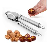 Holzsammlung Abridor de Castañas, Corta Castañas Multifuncional, Cascanueces en Acero Inoxidable, Pinzas para Castañas Chestnut Open Clip Nut Crackers para Castañas Nueces y Otros Frutos Secos