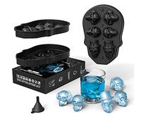 Holzsammlung Bandeja de Silicona 4D para Cubitos de Hielo con Calavera con Tapa para Ginebra, Whisky, Whisky Escocés, Copas de Cóctel y Licor, Horneado, Gelatina, Pastel de Mousse, Fiesta de Halloween