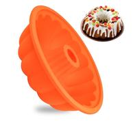 Holzsammlung Molde Redondo para Savarin de Silicona, Antiadherente Hornear Estriado Molde para Budnt Kugelhopf Molde para Pasteles, Accesorio de repostería & Pastelería 24 x 24 x 7.5 cm