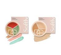 Holzsammlung Paleta de Contorno de 3 Colores, Corrector en Crema Liviano de Larga Duración, Prueba de Agua de Alta Cobertura para Ojeras, Bolsas e Imperfecciones, 2 x 10g