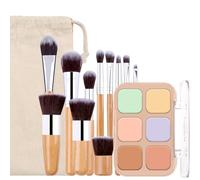 Holzsammlung Professional Makeup Paleta de Correctores Colour Correcting Palette en Crema, 6 Colores Mezcla Personalizada Corrige Cosméticos Maquillaje Facial + 11 Pinceles Faciales Esenciales