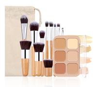 Holzsammlung Professional Makeup Paleta de Correctores Colour Correcting Palette en Crema, 6 Colores Mezcla Personalizada Corrige Cosméticos Maquillaje Facial + 11 Pinceles Faciales Esenciales