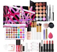 Holzsammlung Set Maquillaje Mujer, Estuche de Maquillaje Todo en Uno, Estuche Regalo Maquillaje Adolescentes Chica con Paleta Sombras de Ojos, Línea Ojos, Pinceles, Gloss Labios #E