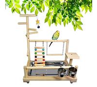 Holzsammlung Soporte de Madera para Loros y Pájaros, Patio de Recreo, Gimnasio,Juego de Juguetes, con Perchas, Escaleras y Columpio, para Eclectus Scarlet Macaw Cacatua Monk Parrocchetto Quaker