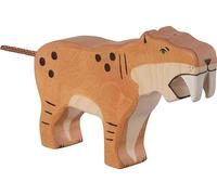 HOLZTIGER 80622 - Tigre de Dientes de Sable de Madera, Juguete de Madera de Arce, Colores a Base de Agua, promueve la imaginación y la Creatividad de los niños, Fabricado en Europa, 14 cm x 3 cm x 10