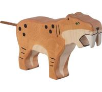 HOLZTIGER 80622 - Tigre de Dientes de Sable de Madera, Juguete de Madera de Arce, Colores a Base de Agua, promueve la imaginación y la Creatividad de los niños, Fabricado en Europa, 14 cm x 3 cm x 10