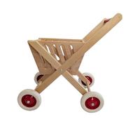 HolzWenzel 350055 Anja - Carrito de la Compra de Madera, Aprox. 54 × 24 × 54 cm, Carrito de la Compra para niños, Juguete con 4 Ruedas de plástico, Natural, a Partir de 18 Meses