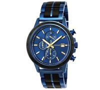 Holzwerk Germany Reloj de diseñador hecho a mano para hombre con cronógrafo de madera natural, analógico, cuarzo, negro, marrón, dorado, fecha, esfera de madera, Azul-marrón., Pulsera