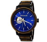 Holzwerk Germany Reloj de hombre hecho a mano de diseño ecológico y natural, de madera, automático, analógico, de cuarzo, color marrón y negro, Negro., Pulsera