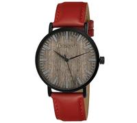 Holzwerk Germany Reloj de pulsera para hombre hecho a mano, diseño plano, unisex, ecológico, de madera, analógico, clásico, de cuarzo, rojo, marrón, negro, correa de piel y esfera de madera, rojo