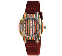 Holzwerk Germany ® Reloj ecológico para niños y niñas, arco iris, ecológico, reloj de madera natural, reloj de pulsera de piel, analógico, clásico, reloj de cuarzo en rojo, multicolor, azul, amarillo