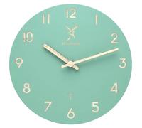 Holzwerk NIMBURG - Reloj de pared de madera natural (radio, radio, reloj de pared, reloj de madera, sin ruido de tic-tac, verde menta, casi silencioso, hecho a mano, madera maciza, 25 cm), color verde