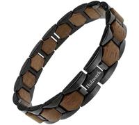 Holzwerk - Pulsera de madera natural para hombre y mujer, color azul, marrón, negro, nogal, ajustable, incluye caja de almacenamiento