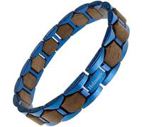 Holzwerk - Pulsera de madera natural para hombre y mujer, color azul, marrón, nogal, ajustable, incluye caja de almacenamiento