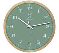 Holzwerk - Reloj de pared de madera natural, estilo vintage, silencioso, sin ruido de tictac, color verde haya, blanco, casi silencioso, hecho a mano, madera maciza natural, 30 cm
