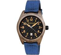 Holzwerk - Reloj de pulsera para mujer, fabricado a mano, de madera natural, ecológico, clásico, analógico, de cuarzo, en azul, negro, marrón, naranja, fecha, con correa de nailon textil, azul/marrón