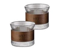 Holzwurm Juego de tazas de café de 170 ml, incluye madera de nogal, vasos de capuchino, taza de té para té, café expreso, juego de tazas para amantes del café (transparente, 2 unidades)