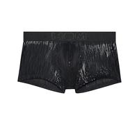 Hom Boxer Short Strip Trunks Hombre (Paquete de 1), Velo Negro Impresión Geométrica Brillante Negro, S
