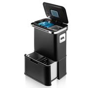 Hom&Com - Cubo de Basura Reciclaje 60L - Papelera Automática de Cocina con Sensor - 3 Compartimentos, Ozonizador, Soft-Close y Filtro Antiodor (Negro)