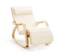 Hom&Com - Mecedora Sillón Mecedora Lactancia Mamá - Silla Mecedora para Adulto, Butaca Relax para Salón, Rocking Chair Cómoda para Relajación, Lectura y Descanso - 160 kg - (Beige)