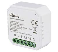 Hom-io - Interruptor empotrable de 10 A, 2 canales, compatible con WiFi, Alexa y Google Home