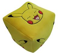 HÔMADICT - Cojín Pokémon - Pikachu Cube de 6 Caras - Accesorio Decorativo - Suave y Esponjoso - Dimensiones 25 x 25 cm - Licencia Oficial Pokémon, Cuadrado, limonero