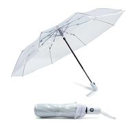 HOMAIX Paraguas plegable y compacto - Apertura y cierre automáticos, protección solar antiUV, resistente a la lluvia y al viento - Paraguas para mujer y hombre, elegante y duradero, transparente