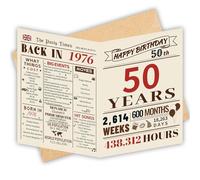 HOMANGA Tarjeta de 50 cumpleaños, regalos de 50 cumpleaños para hombres y mujeres, tarjeta vintage con sobre, tarjeta de 50 cumpleaños, decoración de fiesta para esposa, marido, mamá, papá, 5 x 7