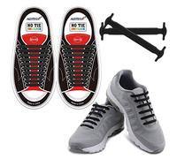 HOMAR Cordones de silicona elásticos para adultos, atléticos, planos, sin tiras, perfectos para zapatillas deportivas y zapatos informales, color negro