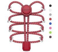 HOMAR Cordones elásticos para zapatos sin atar, cordones elásticos para zapatos deportivos sin atar, cordones elásticos para adultos y niños, Rojo, Talla única
