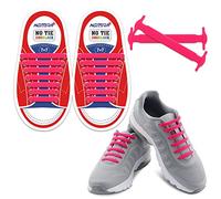 Homar sin corbata Cordones de zapatos para niños y adultos Impermeables cordones de zapatos de atletismo atlética de silicona elástico plano con multicolor de los zapatos del tablero Sneaker boots (Kid Size Pink)