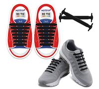 Homar sin corbata Cordones de zapatos para niños y adultos Impermeables cordones de zapatos de atletismo atlética de silicona elástico plano con multicolor de los zapatos del tablero Sneaker boots (Kid Size Black)