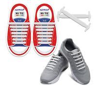 Homar sin corbata Cordones para niños y adultos Impermeables cordones de zapatos de atletismo de silicona elástico plano con multicolor de los zapatos del tablero Sneaker boots (Kid Size White)