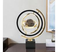 Homary Escultura Decorativa Moderna, Adorno Abstracto en Metal con Globo, Decoración para Sala de Estar con Base Rectangular, Negro y Dorado