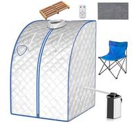 HOMASIS 3L Sauna de Vapor Portátil con Silla Plegable, 1000W Tienda de Sauna con Temperatura y Temporizador Ajustables, Spa Personal para Casa con Mando a Distancia,78 x 87 x 100 cm (Plateado)