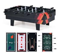 HOMASIS 4 en 1 Mesa de Juegos de Madera, Mesa de Futbolín con Tableros Apilables para Billar, Air Hockey, Futbolín, Tenis de Mesa para Niños y Adultos 81x43x30,5cm,