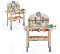 HOMASIS Banco de Trabajo para niños, Banco de Madera con Estante magnético de Almacenamiento y Accesorios, Banco de Trabajo de Taller, Juguete Educativo para niños 3+ años, 60x30x79cm, Multicolor