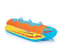 HOMASIS Bote Inflable en Forma de plátano, Hinchable de mar con Descarga y Cuerda de Remolque para 3 Personas, Capacidad 231 kg, Tubo remolcable para Paseos y Deportes acuáticos, 252 x 108 x 51 cm