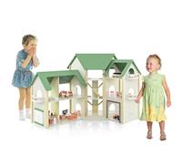 HOMASIS Casa de muñecas de Madera, Juego de casa de ensueño con Muebles y Accesorios, Villa de muñecas con 6 Habitaciones, casa de muñecas de para niñas a Partir de 3 años (Modelo 1)