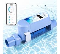 HOMASIS Clorador Salino de 4 g/h para Piscina hasta 18 m³ | Clorador de Agua Salada con Ajuste en 5 Niveles, Temporizador 24H, Autolimpieza, Control App y Botones