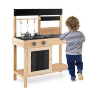 HOMASIS Cocina de Madera con 2 Fregaderos Extraíbles, Mesas Negras Grifo, Cocinas, Cocina Infantil para Interior y Exterior para Niños de 3 Años+, 67x30x82cm (sin Depósito de Agua)