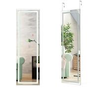 HOMASIS Espejo de cuerpo completo 2 en 1 con luces LED ajustables, espejo de pared de 120 x 37 cm con gancho para colgar, espejo de puerta a prueba de explosiones, espejo regulable para dormitorio