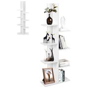 HOMASIS Librería en Forma de árbol, Estantería Independiente con 8 Niveles, Estantería separadora de ambientes Independiente, Librería de almacenaje para salón, Dormitorio, 50x20x141cm (Blanco)