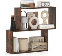 HOMASIS Librería Vertical de 3 Estantes, Estantería en Forma de S con Dispositivo Antivuelco, Librería Divisoria de Ambientes en Madera para Salón, Estudio, Oficina, 80 x 22 x 70 cm (Industrial)